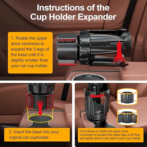 Miniatura 7 de Expansor de portavasos, expansor automático de portavasos para automóvil para botellas de agua grandes, compatible con vasos y tazas Yeti, Stanley,