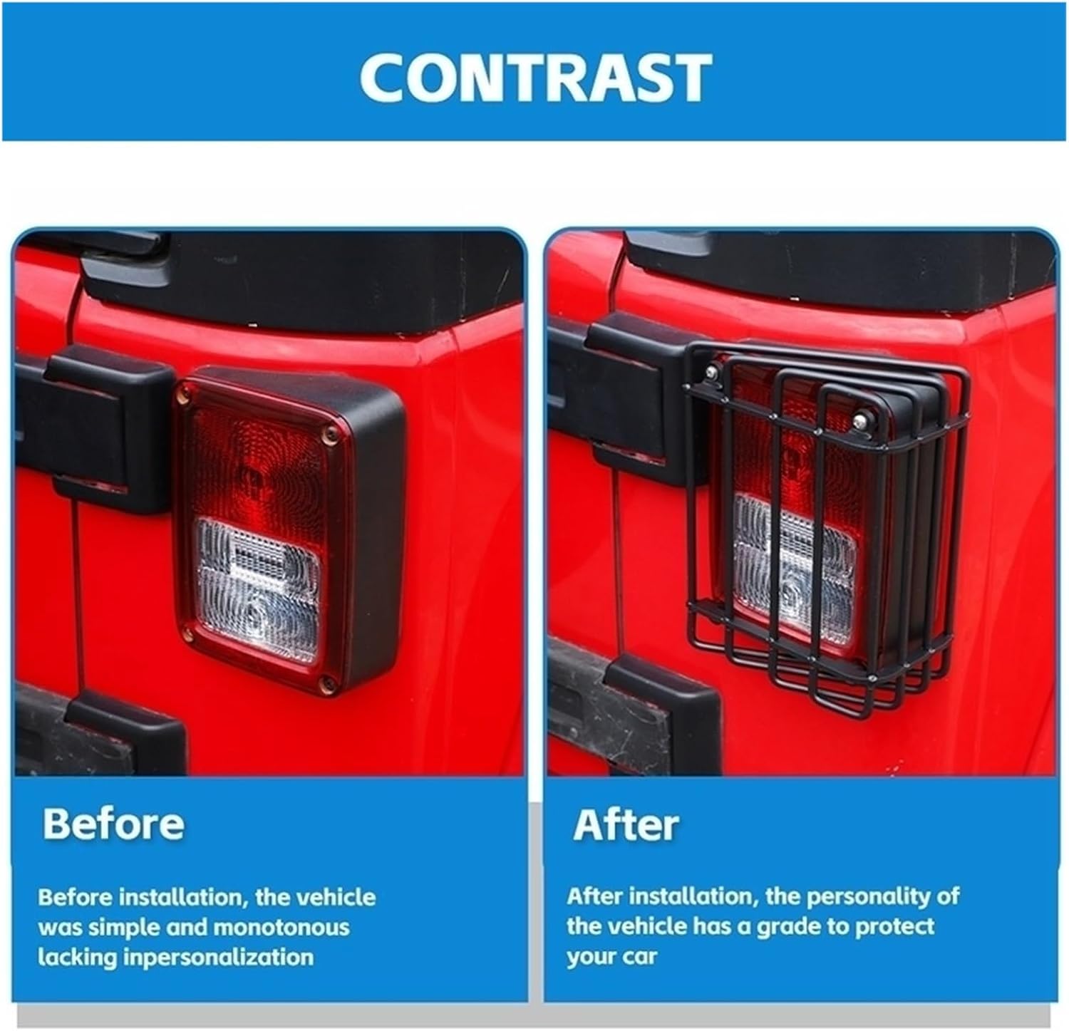 Compatible For Jeep Wrangler JK 2007 2008 2009 2010 2011 2012 2013 2014 2015 2016 2017 Car Taillight Light Lamp Protective Cover
