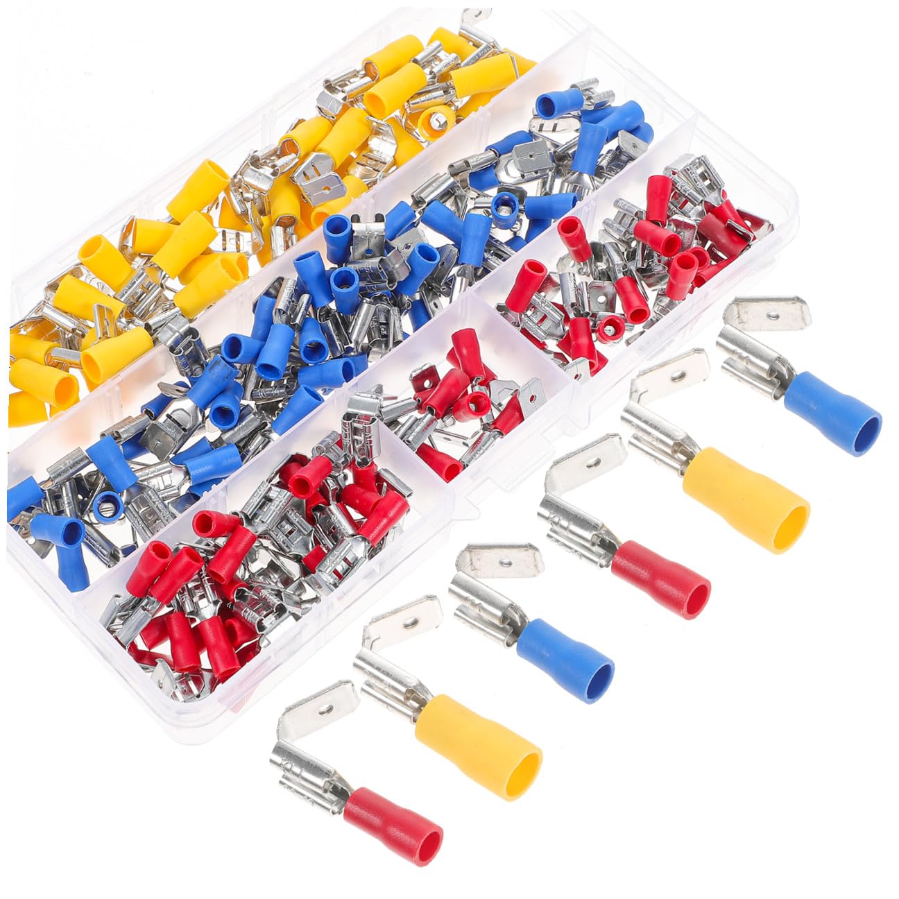 140 Stück Crimpverbinder Sortiment mit Halbisolierten Schnellverbindern aus Kupfer und Nylon Geeignet für 0,5-6 Mm² Leitungen im Maschinen und Elektroanschluss