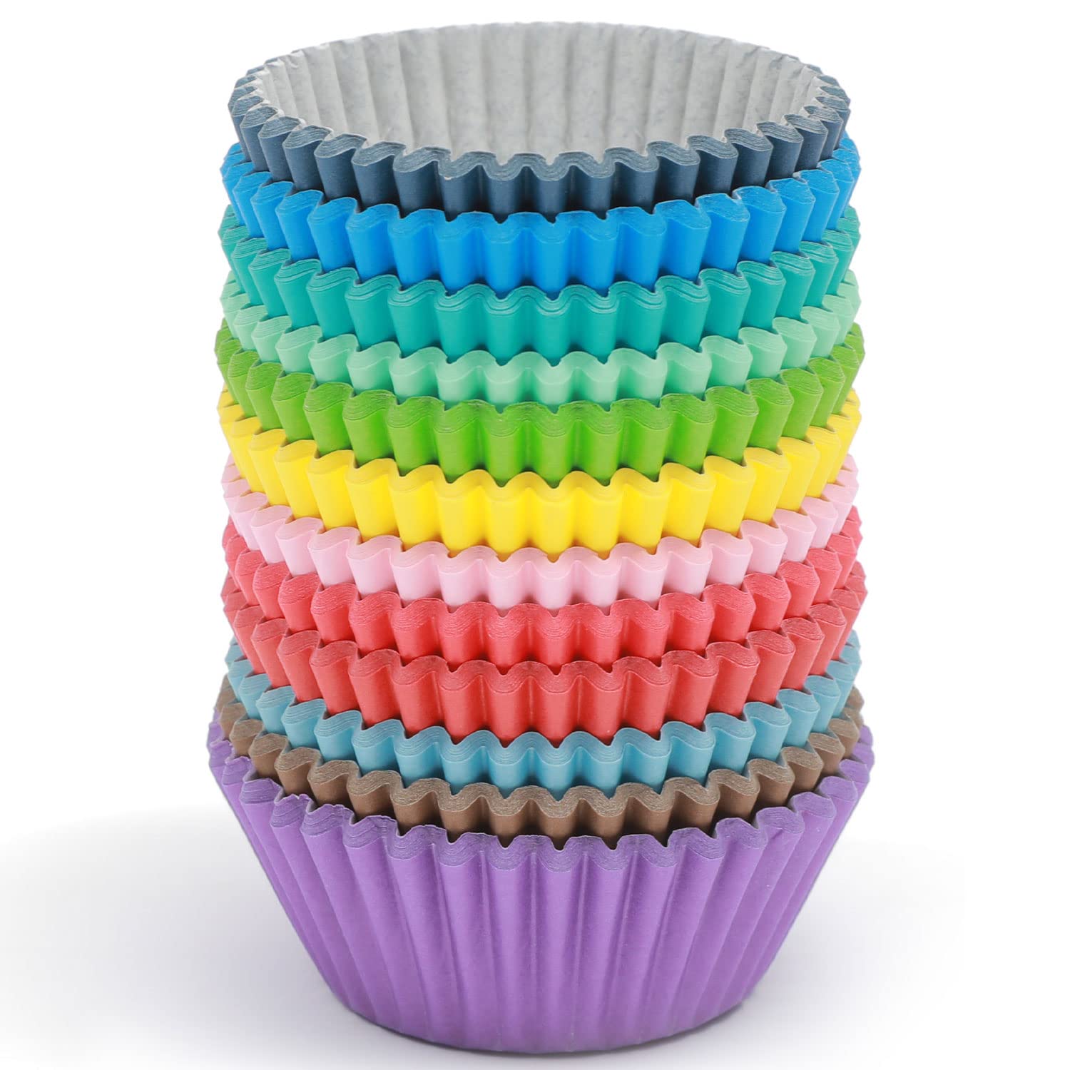 qiqeeCupcake Liners Muffin Cupcake Cups 300-Count Food Grade 12 Solid Color Cupcake Papers Baking Cups Cupcake Wrappers