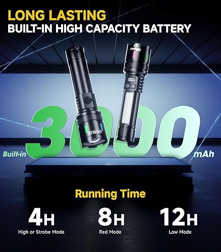 Miniatura 6 de Esgreen Linternas LED recargables de alto lúmenes, paquete de 2, linterna brillante de un solo clic de larga duración de 12 horas, luz flash