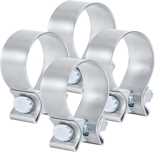 Abrazadera de escape de 2.0 pulgadas, abrazadera de banda de silenciador de escape estrecha de acero inoxidable (4 piezas)