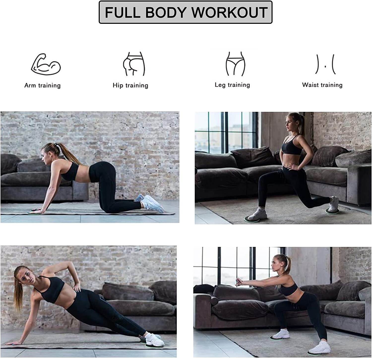 NHPY 1 Paire Disques Glisseurs Abdominaux Core - Accessoire Fitness Yoga Pilates Noir
