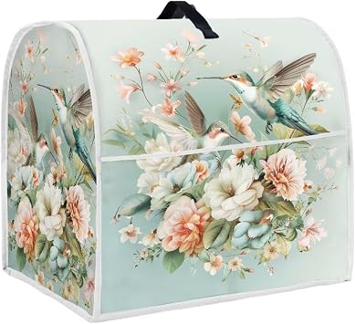 Hummingbird Stand Mixer Cover Kitchen Aid Mixer Cover Flower Dust Protection Covers with Pocket Kitchen Accessories