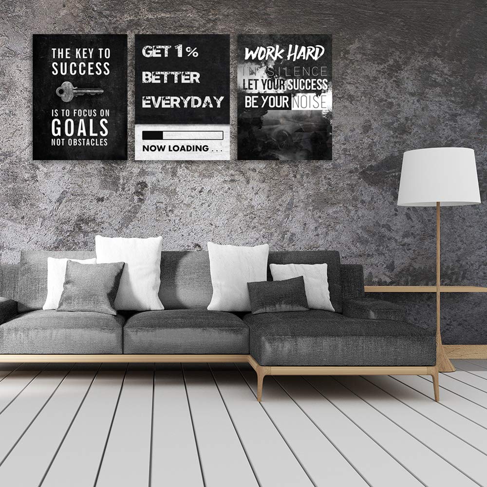 Juego de 3 pósteres motivacionales de éxito sin marco, arte de pared con citas inspiradoras de objetivos de emprendedor, decoración de pared, obra de arte para oficina, dormitorio, sala de estar, 16 x