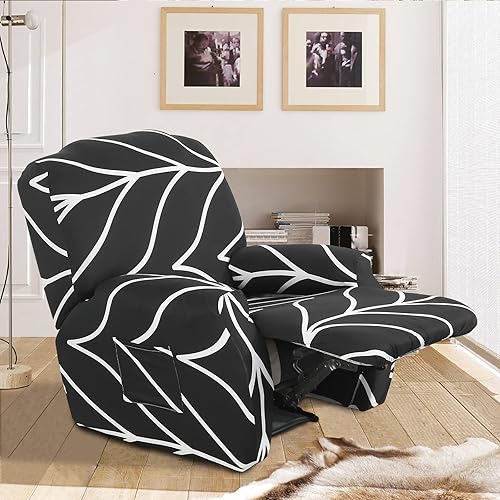 Miniatura 3 de Funda elástica para sofá reclinable, 4 piezas, antideslizante, con diseño de elastano, con bolsillos, fundas de sofá reclinable, protector de