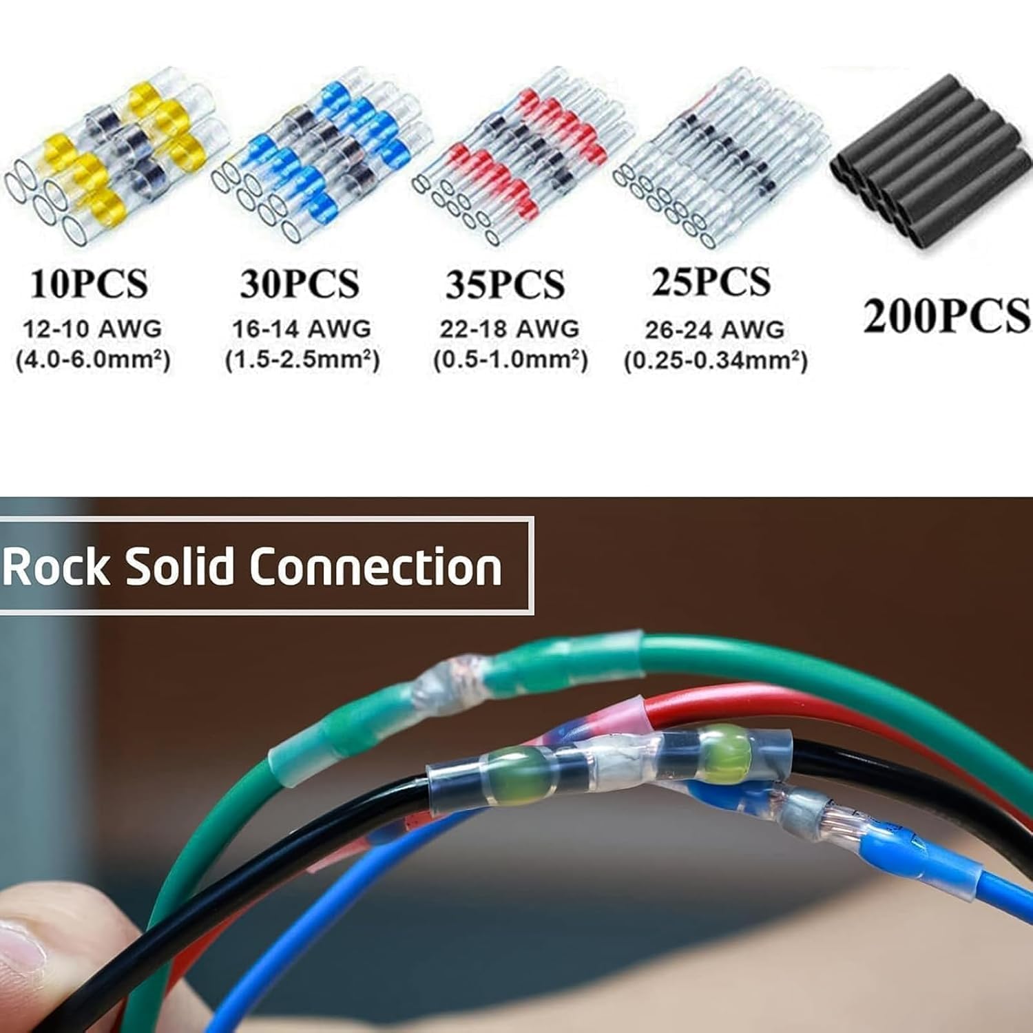 500pcs Electric Wire Connectors, Solder Sealed Wire Connectors, Heat Shrink Connectors - Image 2