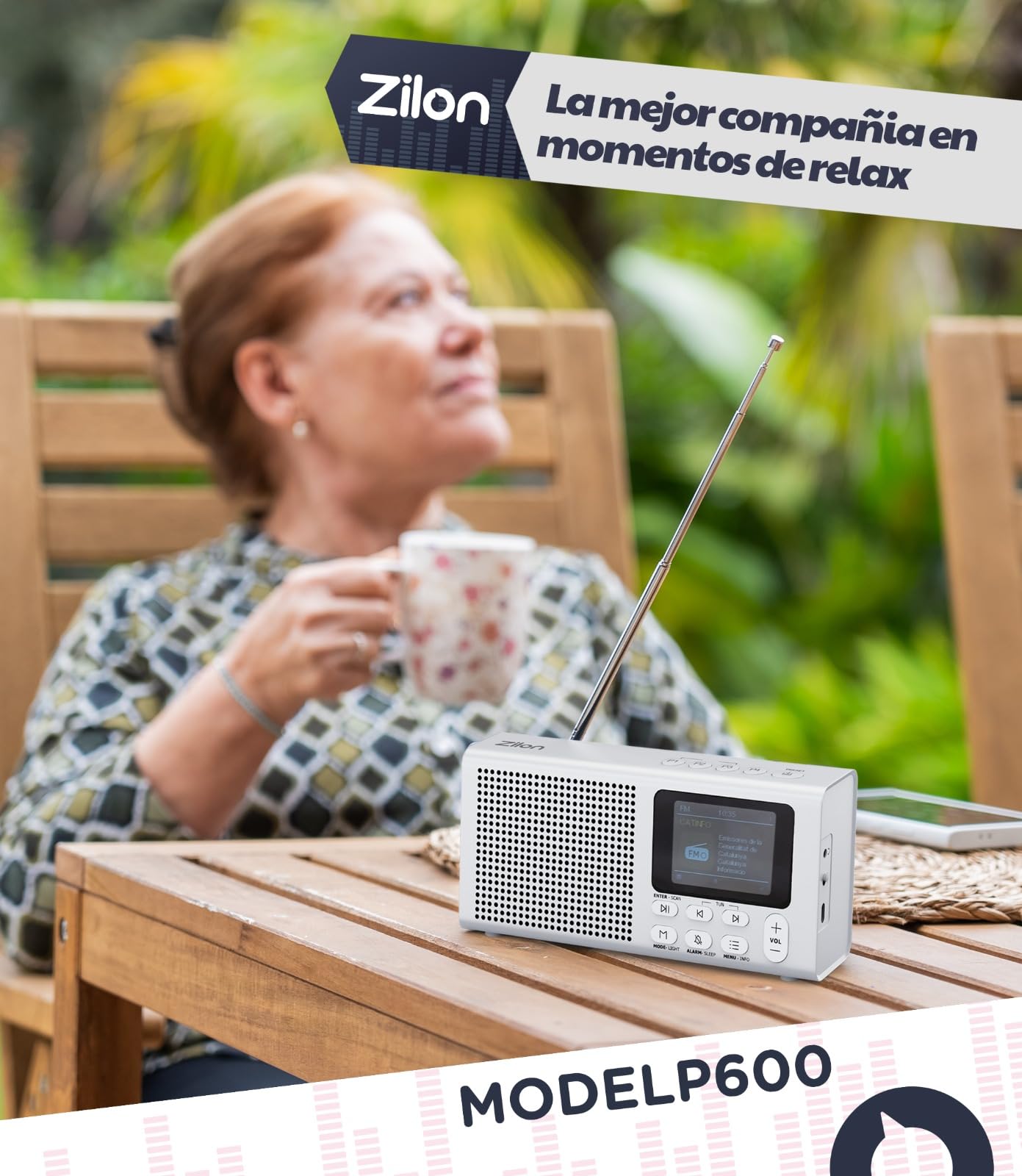 ZILON Radio Portatil Digital Dab+ FM Bluetooth Recargable Kit Emergencias - Altavoz Compacta Mediana con Bateria 2200mAh USB C Pantalla LCD Color Ideal para Cocina Camping Alarma Reloj TV y Trabajo