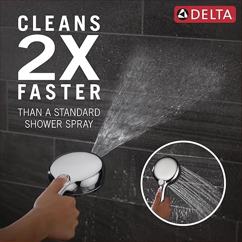 Miniatura 2 de Delta Faucet ProClean - Cabezal de ducha cromado con pulverizador de alta presión, cabezal de ducha de mano, 6 ajustes de pulverización, cromado