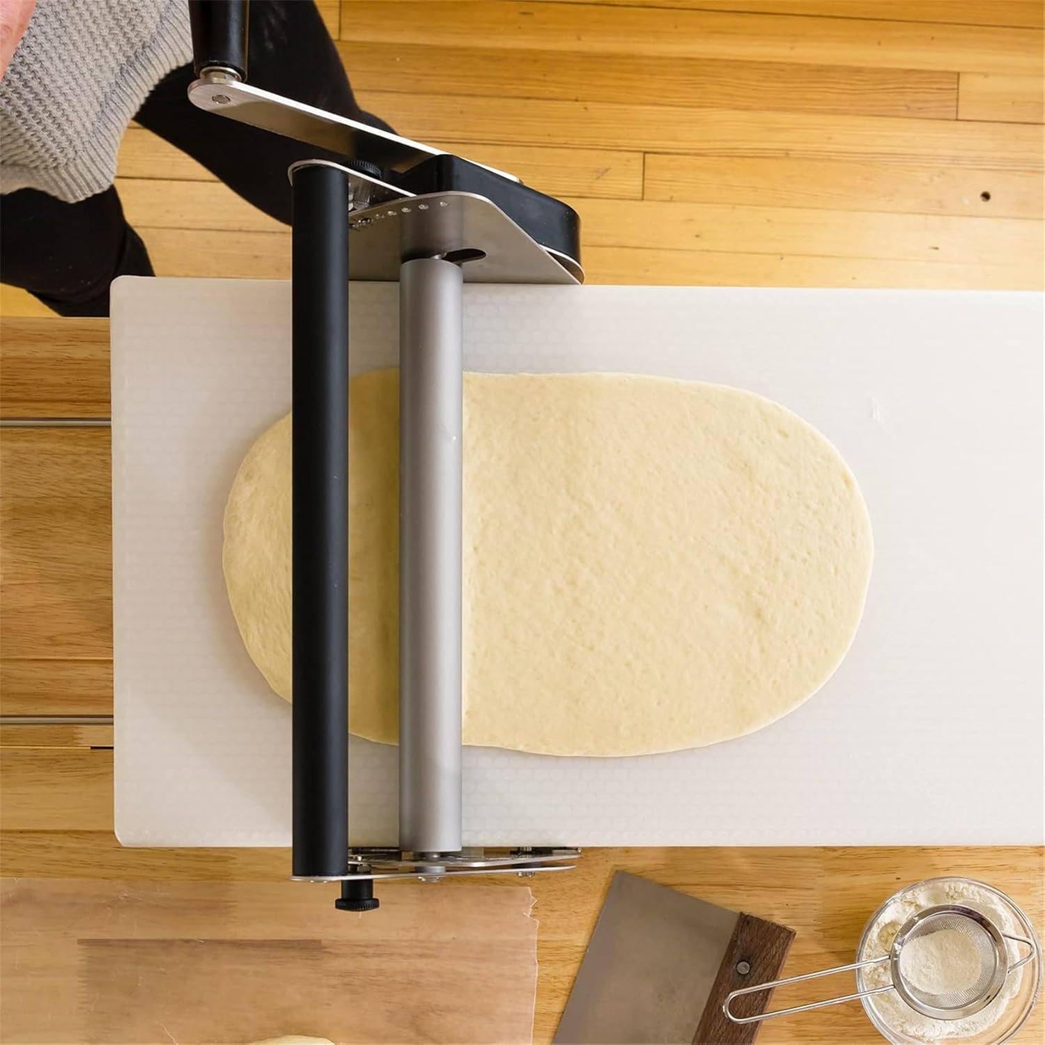 Srotolatrice Pieghevole per Pasta,Rullo Manuale per Impasto,Sfogliatrice Pasticceria,per Pizza Perfetta,Croissant, Pasticceria,Fondente,Design Compatto Tavolo 300