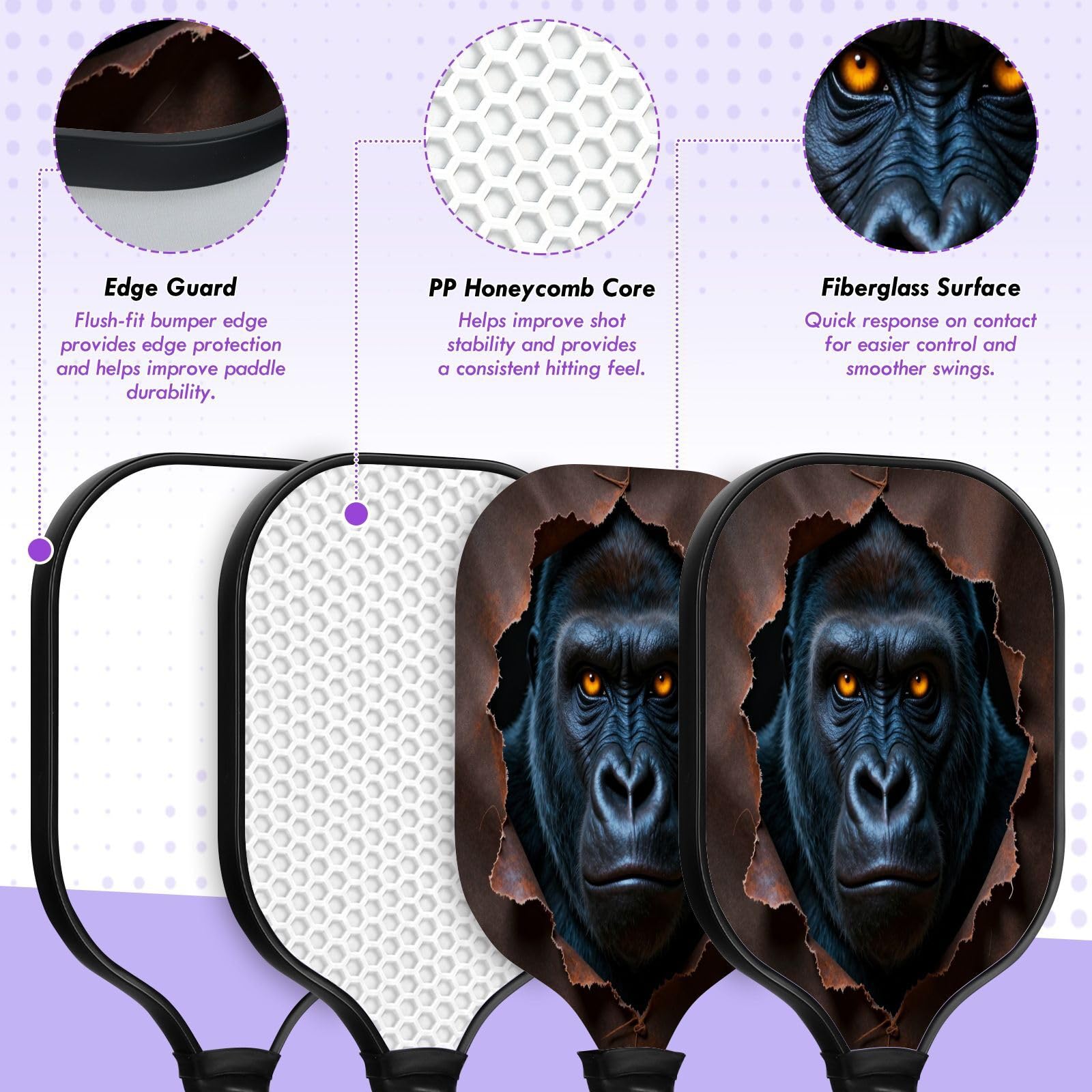 Wiosło Wild Primate Face Spin & Power Pickleball