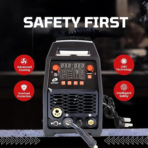 Miniatura 6 de LOTOS MIG180SP Soldador MIG con pistola de carrete de aluminio, 225A 110220V, 6 en 1 Gas MIG, carrete de aluminio, núcleo de flujo sin gas, palo,