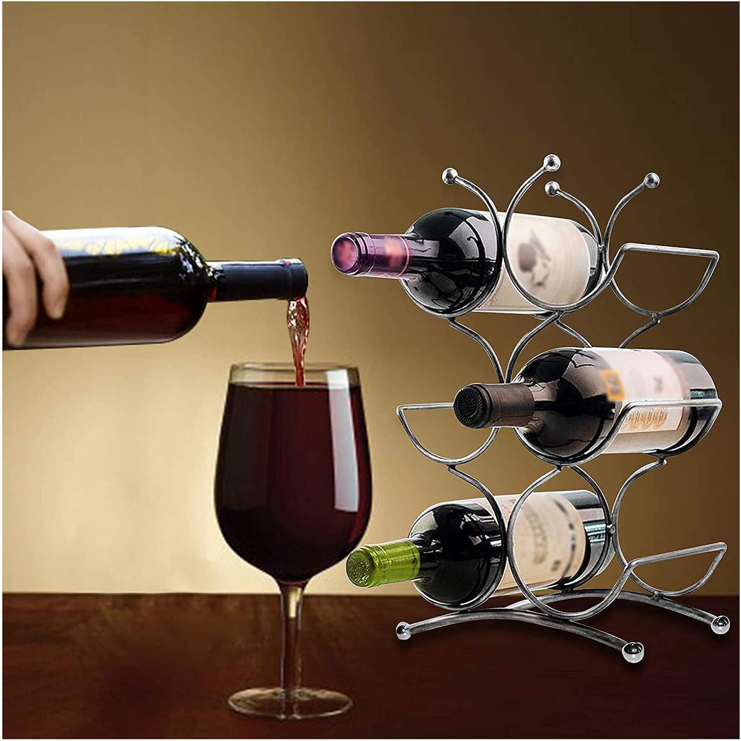 Tabletop Wine Racks Wine Bottle Holder for 6 Bottles Creative Wine Cabinets Display Stand Dining Room Household