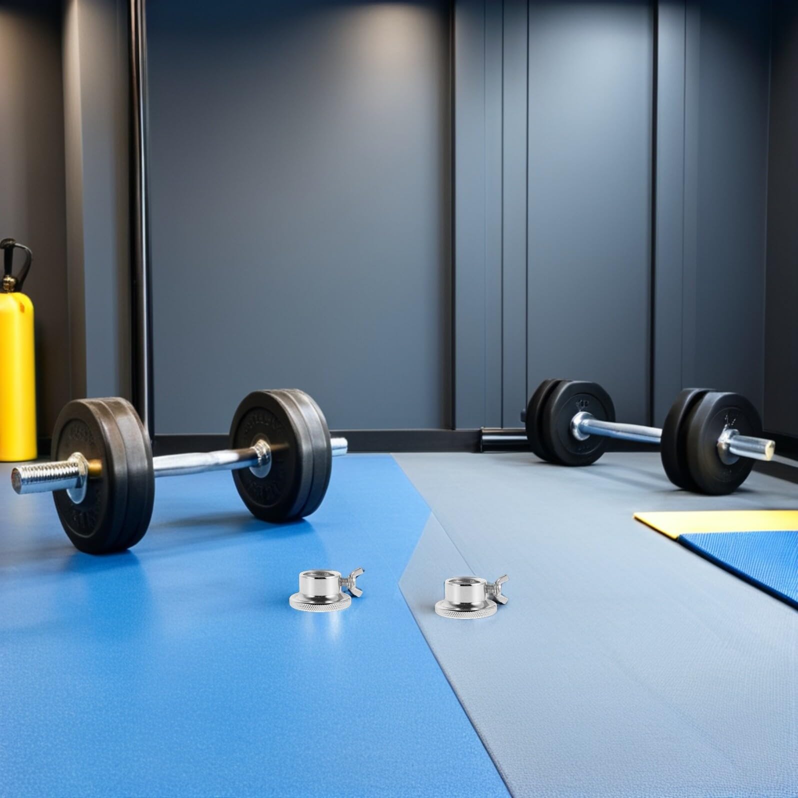 Abrazaderas para Mancuernas de Acero Plata 4piezas Cierre Seguro Que Previene Aflojamiento para Entrenamiento de Fitness y Levantamiento de Pesas