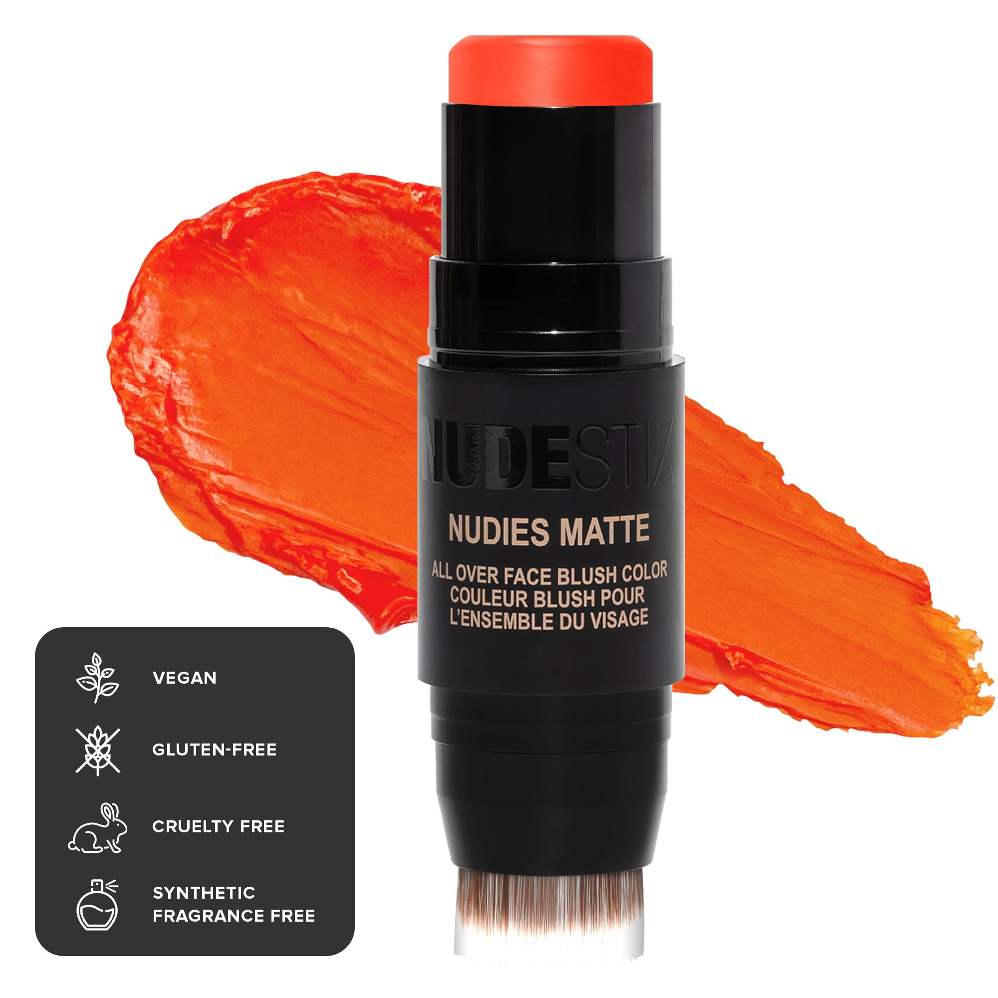Nudestix Nudies Matte Cream Blush 3-in-1 All Over Face Colour for Cheeks Eyes and Lips w/Blending Brush (Picante)