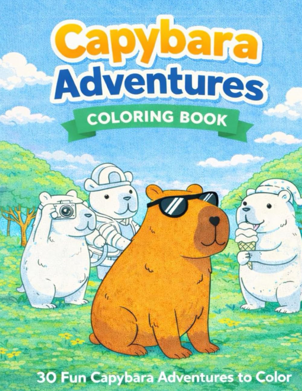 Capybara Adventures Coloring Book: 30 Fun Capybara Adventures to Color