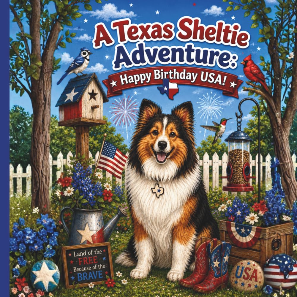 A Texas Sheltie Adventure: Happy Birthday USA!: Patriotic Coloring & Activity Fun for Kids Ages 4–9