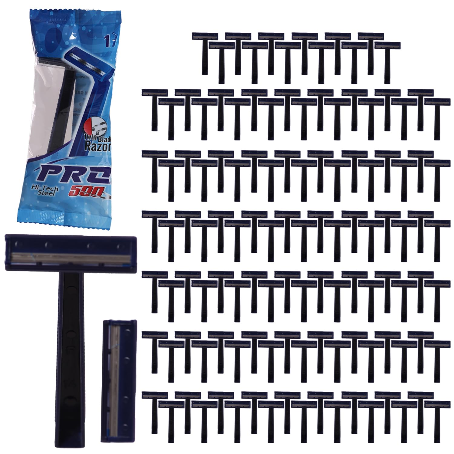PRO500 Disposable Razors Individually Wrapping Pouch Pack Men Bulk Plastic Shavers Multipurpose Portable Manual Disposable Shavers for Bathing Hotel Travel(120 Pcs)