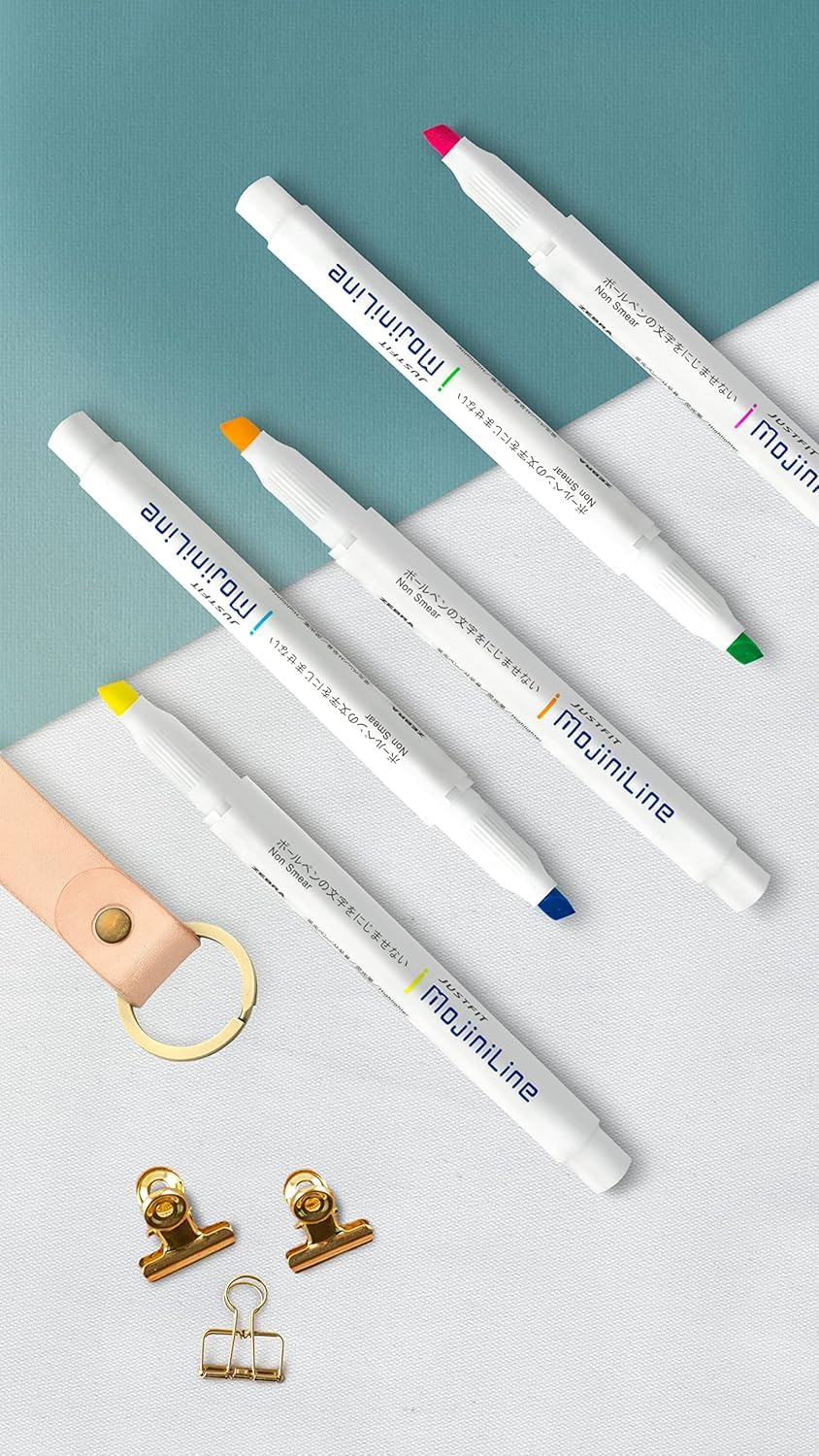 Zebra Pen Mojini Textmarker-Set, weiche Keilspitze, verschiedene Farben, 5er-Pack (70205)