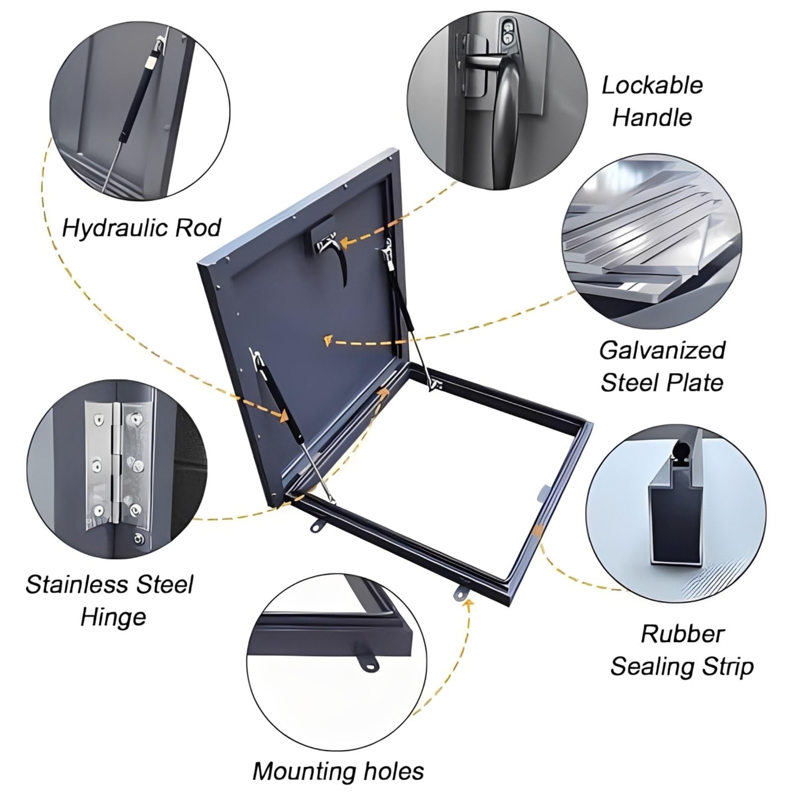 Trappe d'accès au grenier Ouverture 90° Porte d'accès au toit électrique Passas Ouvertures de ventilation 65 x 65 cm – et facile à installer