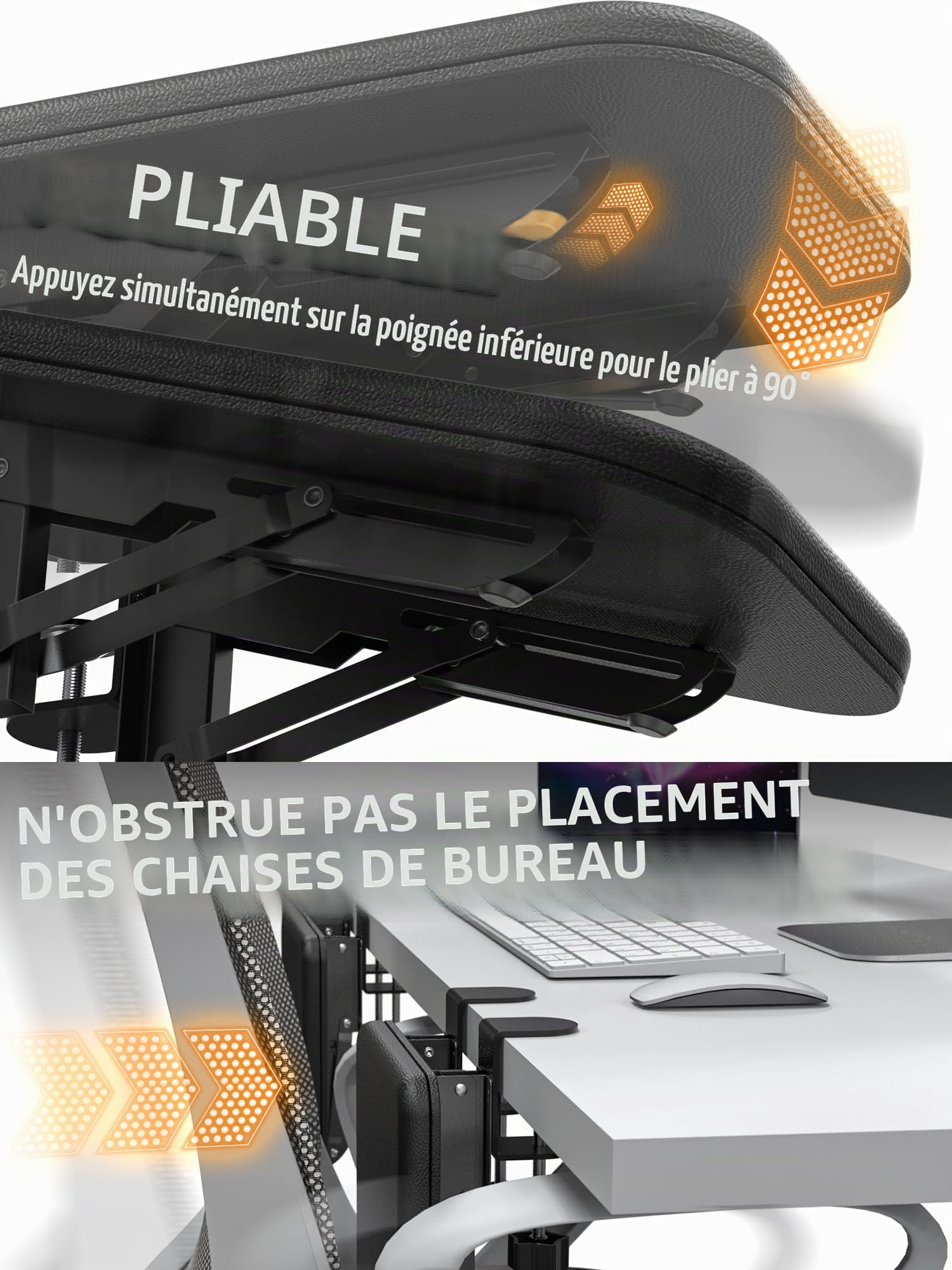 NODOCA Accoudoir Ergonomique pour Bureau - Repose-Poignet avec Éponge Douce Intégrée, Extension Confortable Enveloppée dans du Cuir Respectueux de l'Environnement