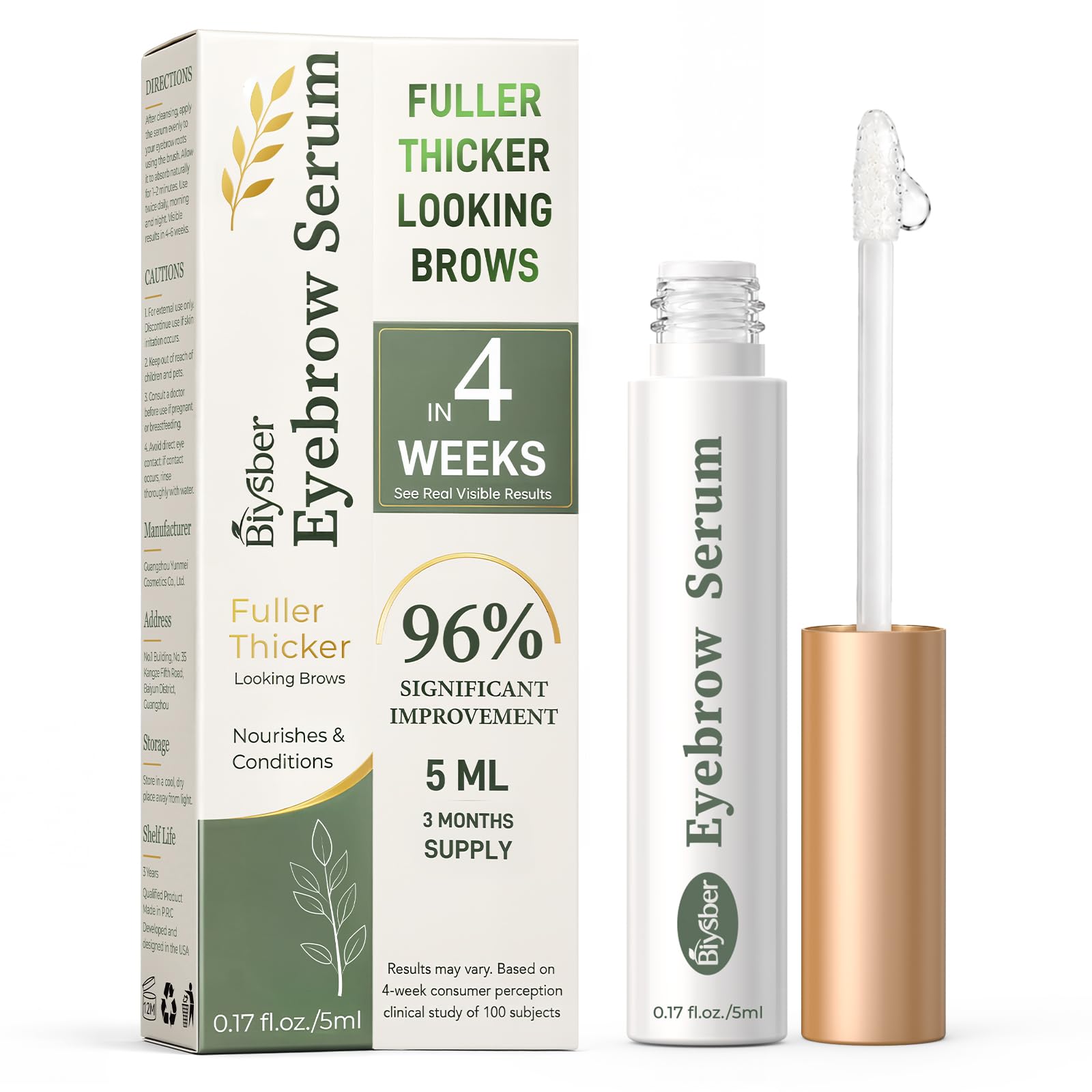 Eyebrow Growth Enhaning Serum with Peptide & Hyaluronic Acid, 5 mL 0.17 Fl Oz (Pack of 1)