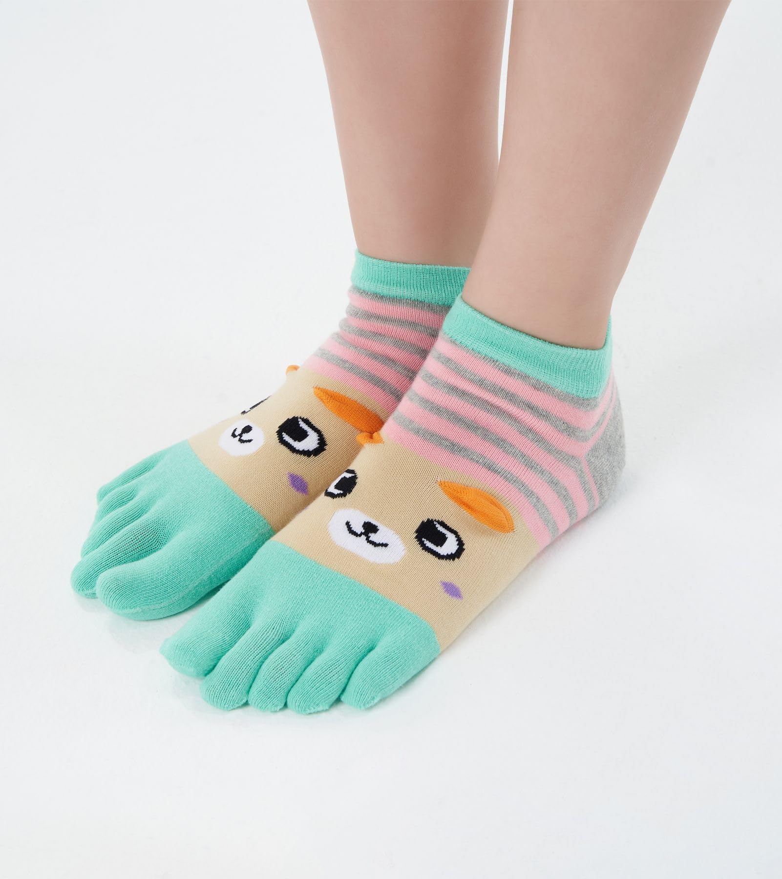 HONOW Women's Low Cut Toe Socks Ankle Cotton Running Socks(Pack of 5/6): Color 10 (Ankle Length)