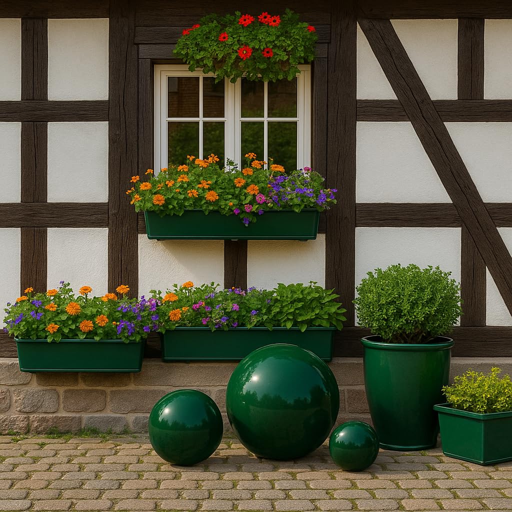 K&K Jardin bille en grès de Céramique, extérieur, Couleur : Vert, Diamètre 20 cm, freezeproof