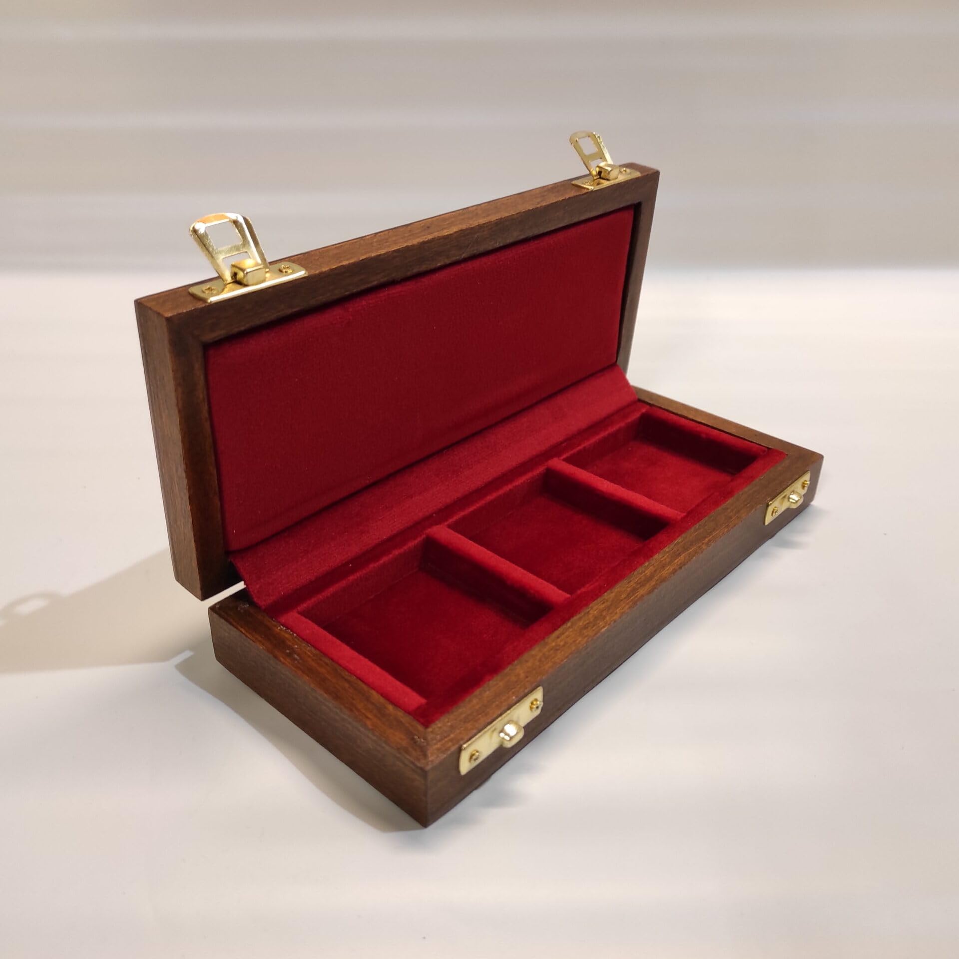 Coffret en Bois pour pièces et médailles 3 Compartiments 50x50 mm Velours numismatique Fait Main certifié