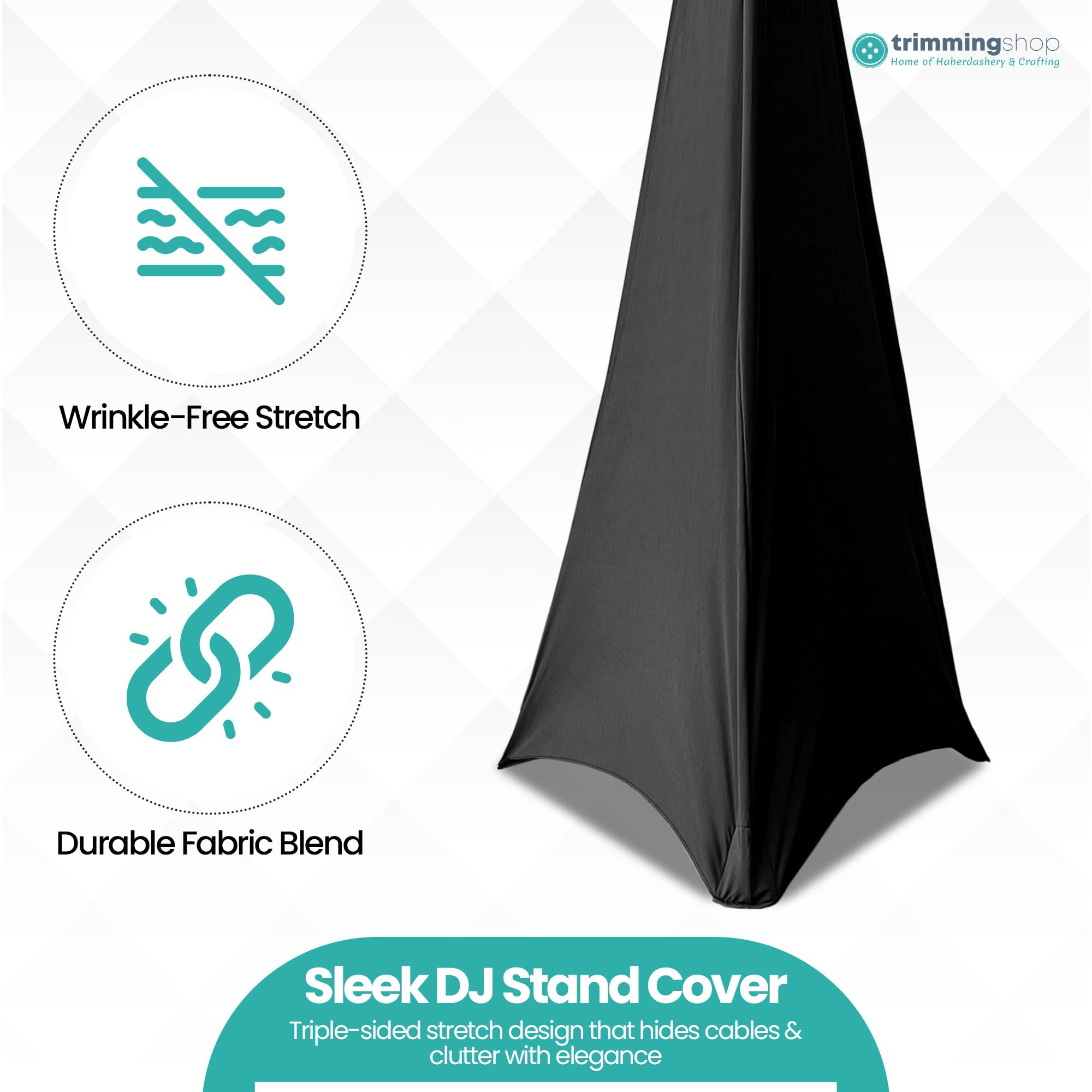Triplo Laterale Elasticizzato Treppiedi Altoparlante Stand Cover Dj Scrim Nero 1pc