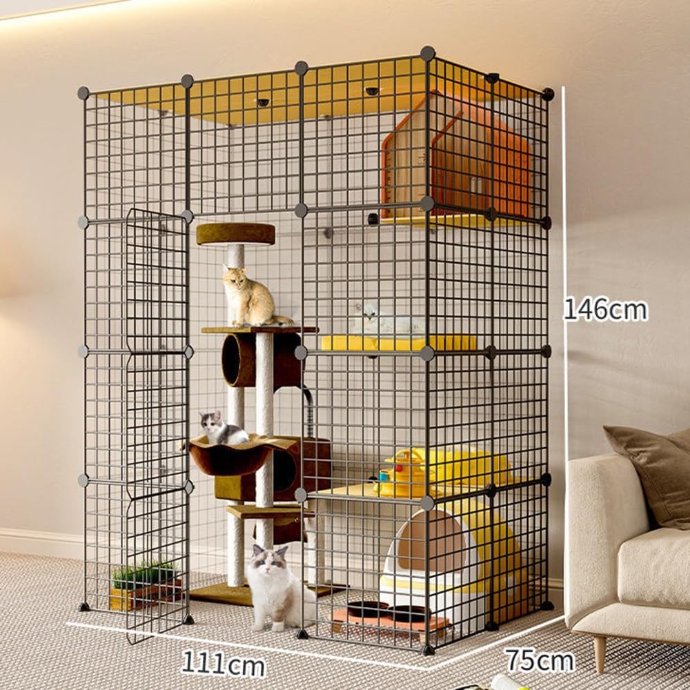 ILOOXI Grande Jaula para Gatos De Alambre De Metal, Jaula De Conejo, Jaula De Chinchilla, Valla De Animales Jaula Antisalto para Gatos, Conejo, Chinchilla (Size : 110 * 75 * 145cm)