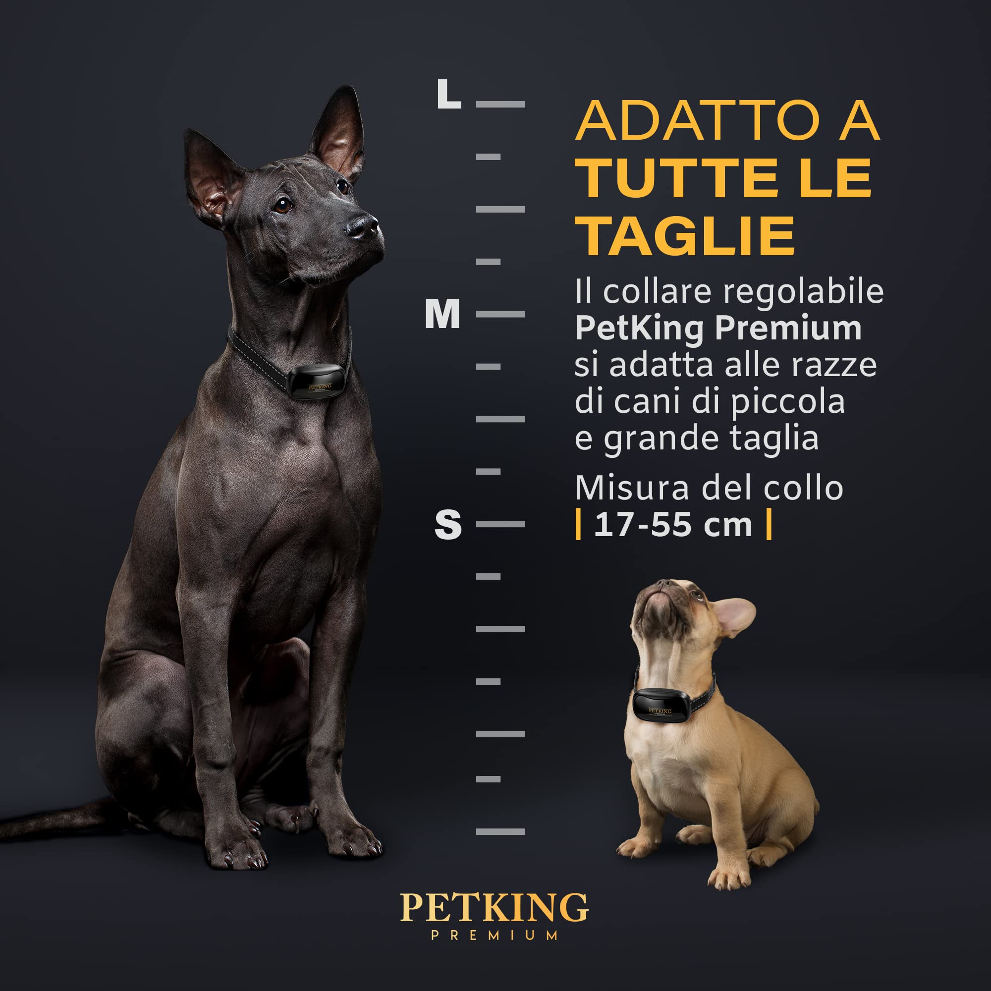 PetKing Premium Collare Antiabbaio per Cani IP67 impermeabile Collare Intelligente Ricaricabile con Vibrazione/Suono Collare Addestramento per Cane Piccolo/Medio/Grande
