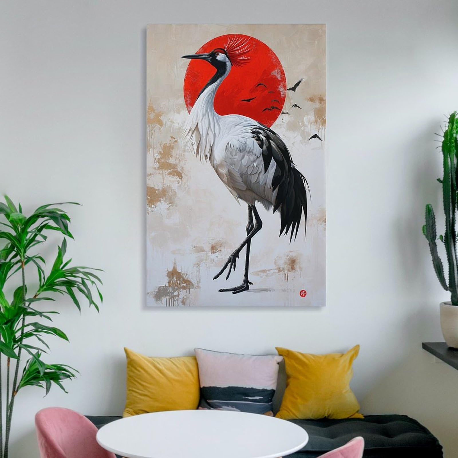 陶板 鶴 鳥 太陽 月 額 壁掛け 絵 和風 工芸品 モダン アート レトロ 陶板 鶴 鳥 太陽 月 額 壁掛け 絵 和風 工芸品 モダン アート レトロ