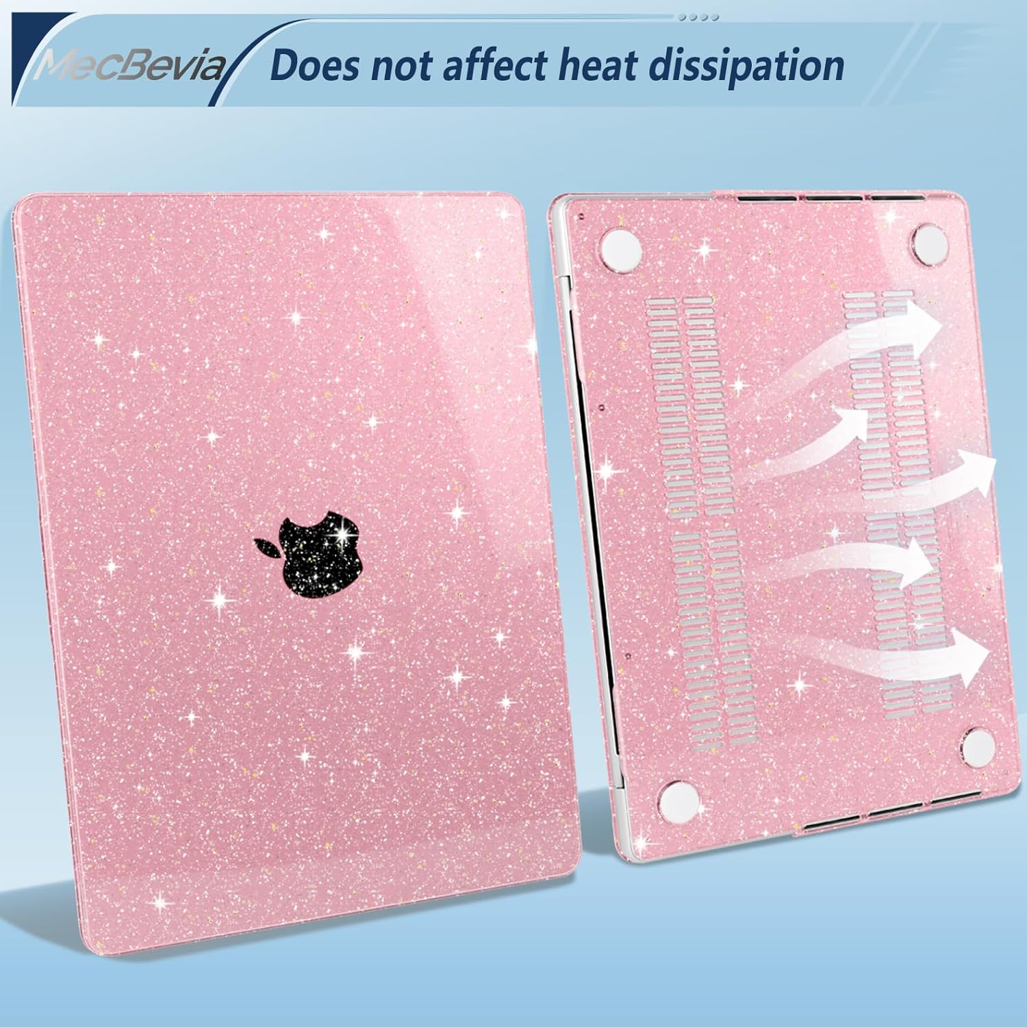 MecBevia for MacBook Pro 14 inch Case M5 M4 M3 M2 A3434 A3112 A3401 A3185 A2918 A2992 A2779 M1 A2442 Pro Max Chip (Released 2025 to 2021), Hard Shell Cover for MacBook Pro 14", Sparkly Pink - Image 4