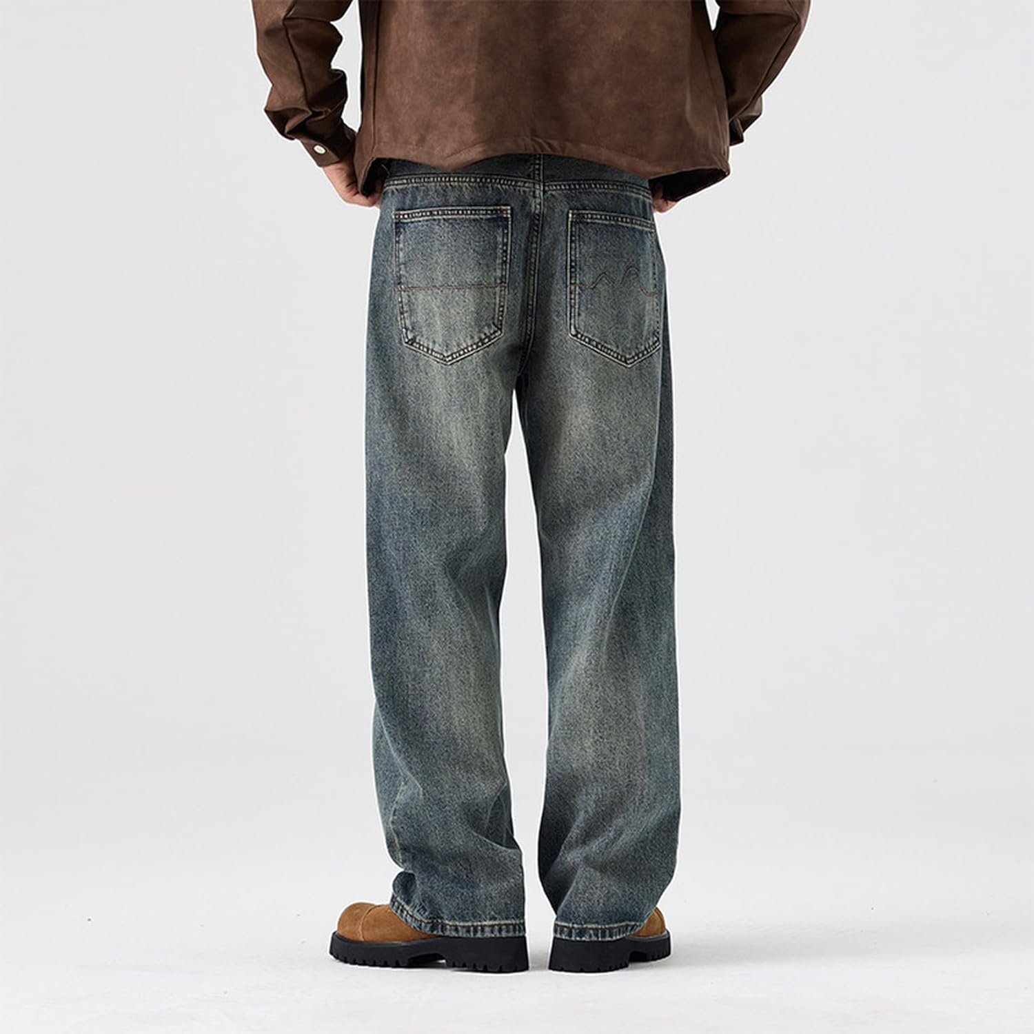 [WOOYOO] ジーンズ Gパン ゆったり メンズ チノパン 春秋 ルーズ ヴィンテージ デニムパンツ 大きいサイズ ファッション