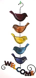 Blue Handworks Welcome Sign, Rainbow Birds