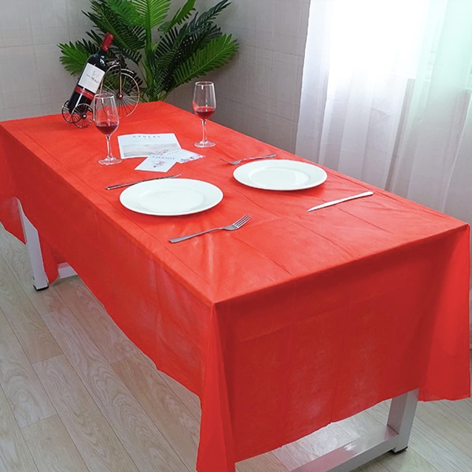 POPOYU 2 Tovaglie Rosse In PEVA, 137x274 Cm, Impermeabili E Anti-piega, Per Feste, Compleanni, E Decorazioni A Tema Inglese