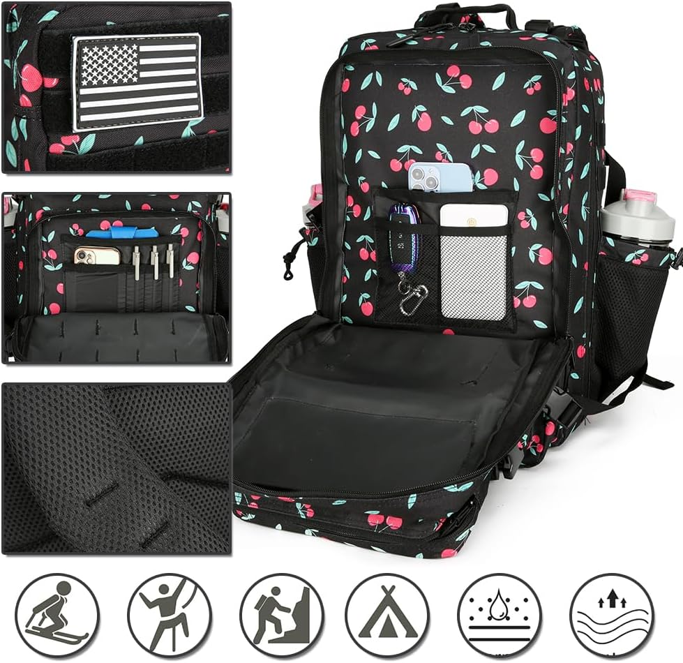 45L Military Tactical Backpacks 3 Days Assault Pack Bag Fitness Rucksack 3 Day Bug Out Bag Hiking Treeking Molle Daypack (Cherry) - Image 7