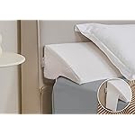 Vekkia Queen Bed Wedge Pillow for Headboard Gap Filler(0-5),High-Density Foam,Prevent Pillow & Item from Falling,Ergonomic Design,Large Storage Pockets, Removable&Washable Cover,White,60\'\'x10 x6