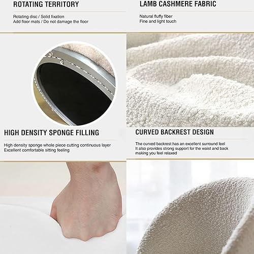 Miniatura 5 de Silla de maquillaje giratoria, esponja de alta densidad para dormitorio, silla de maquillaje para el hogar, taburete de lana de cordero, sillón de