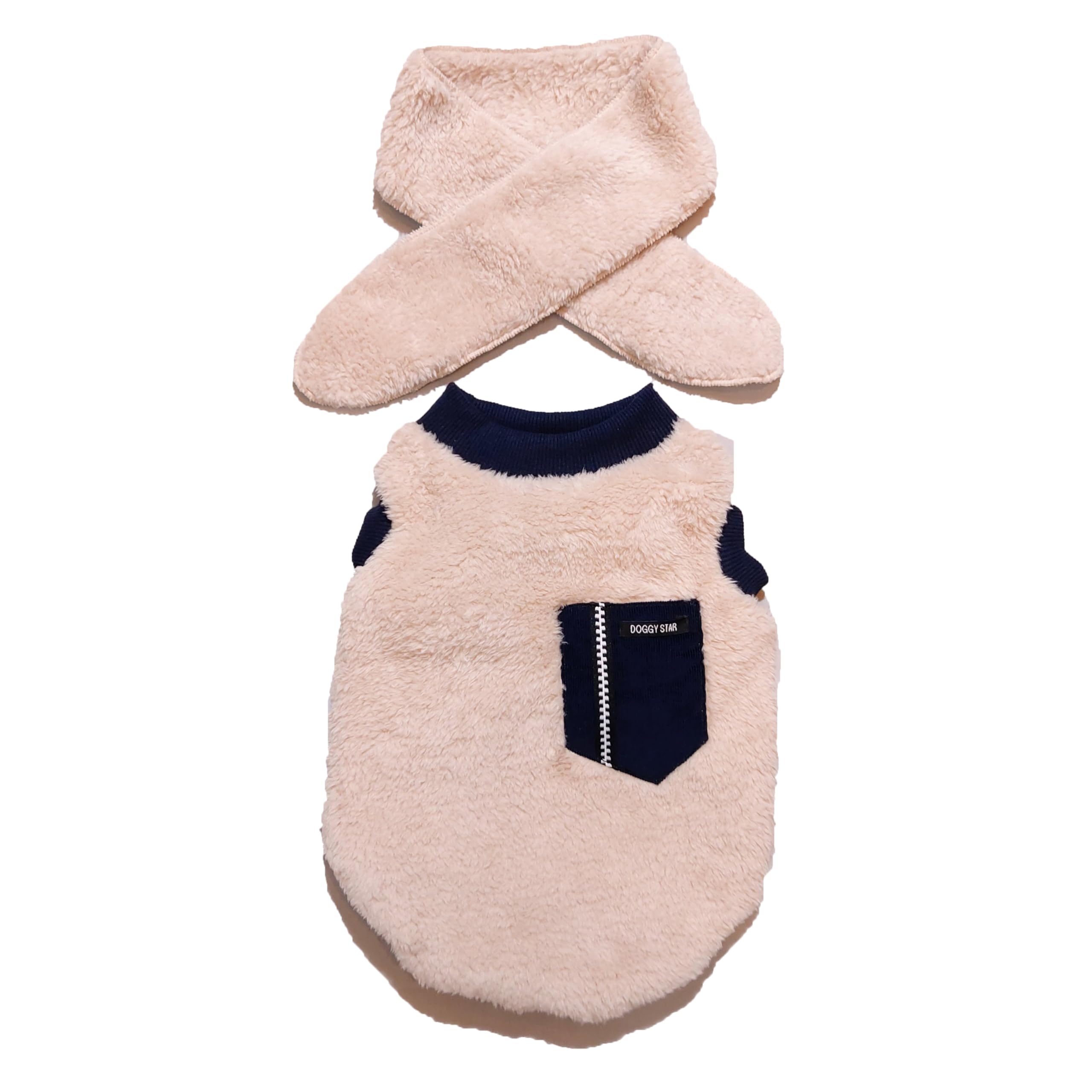 D DOGGY STAR Big Dog Clothes Warm Fleece Sweaters Scarf Set Configuration for Large Medium Small Dogs (4XL,Scf NVY Pkt)