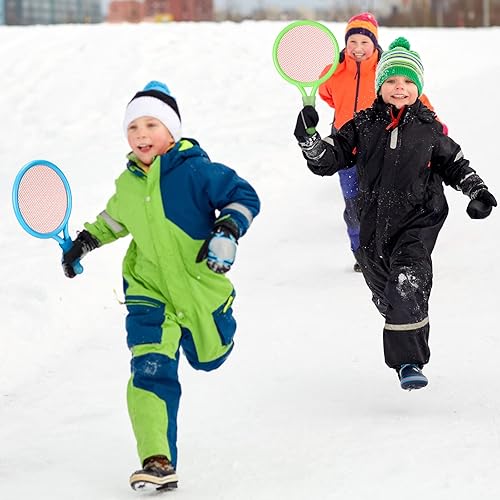 Miniatura 6 de Wettarn 8 raquetas de tenis de plástico para niños, con 4 pelotas de tenis y 4 volantes, raqueta de tenis de playa en 3 colores, juego de raquetas