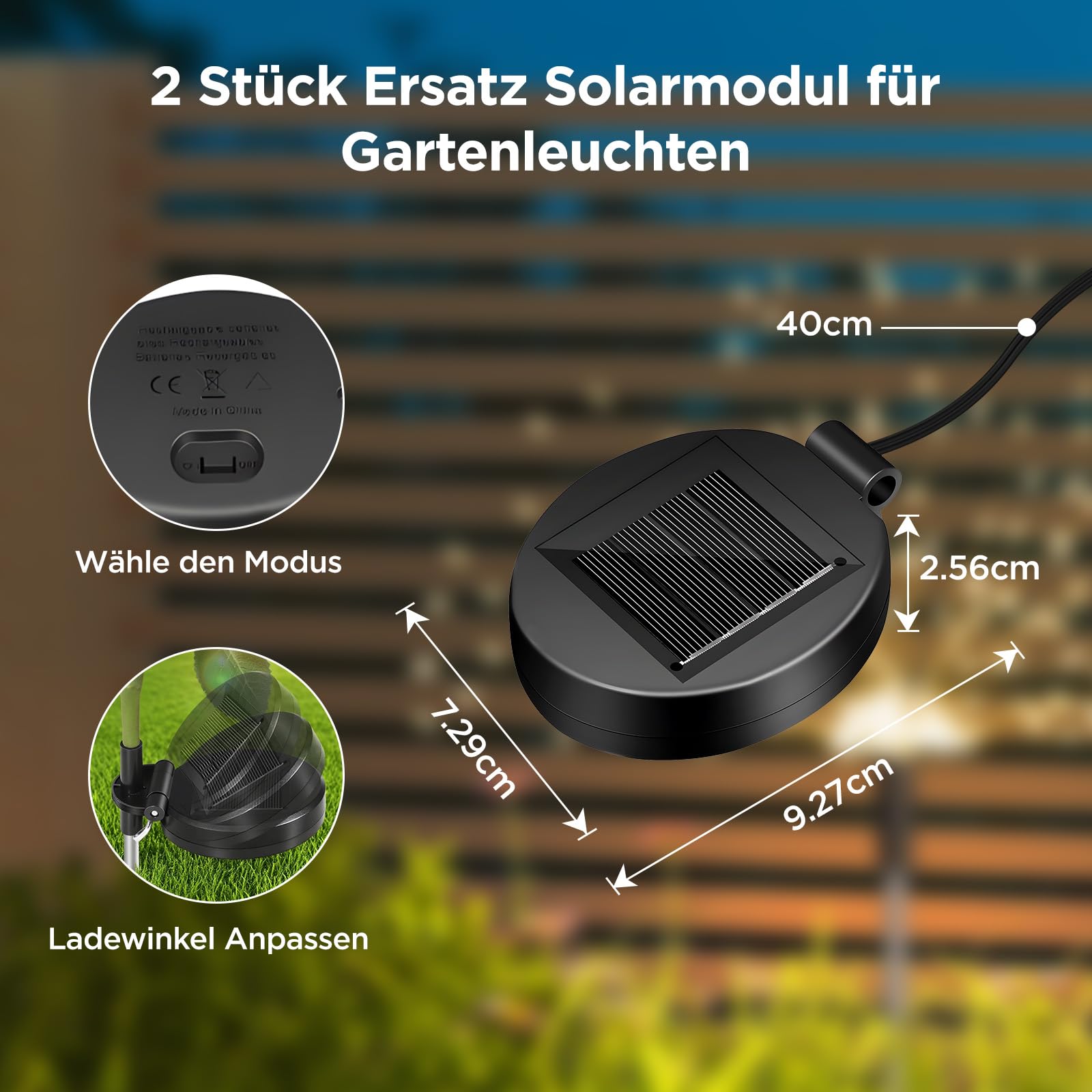 2 pezzi di ricambio per lampade solari da giardino, 8,5 cm, modulo solare di ricambio per lampada da giardino, lampada solare per esterni per lampade solari, lanterna, coperchio da giardino