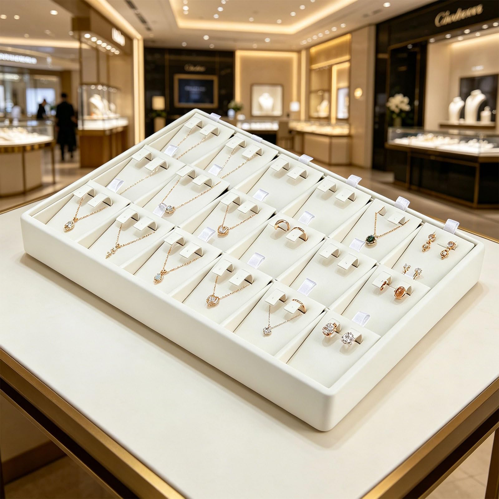 Custodia compatta per gioielli in pelle con copertura, A | Grandi sezioni per vari accessori e gioielli delicati dal look minimalista per uso domestico espositori