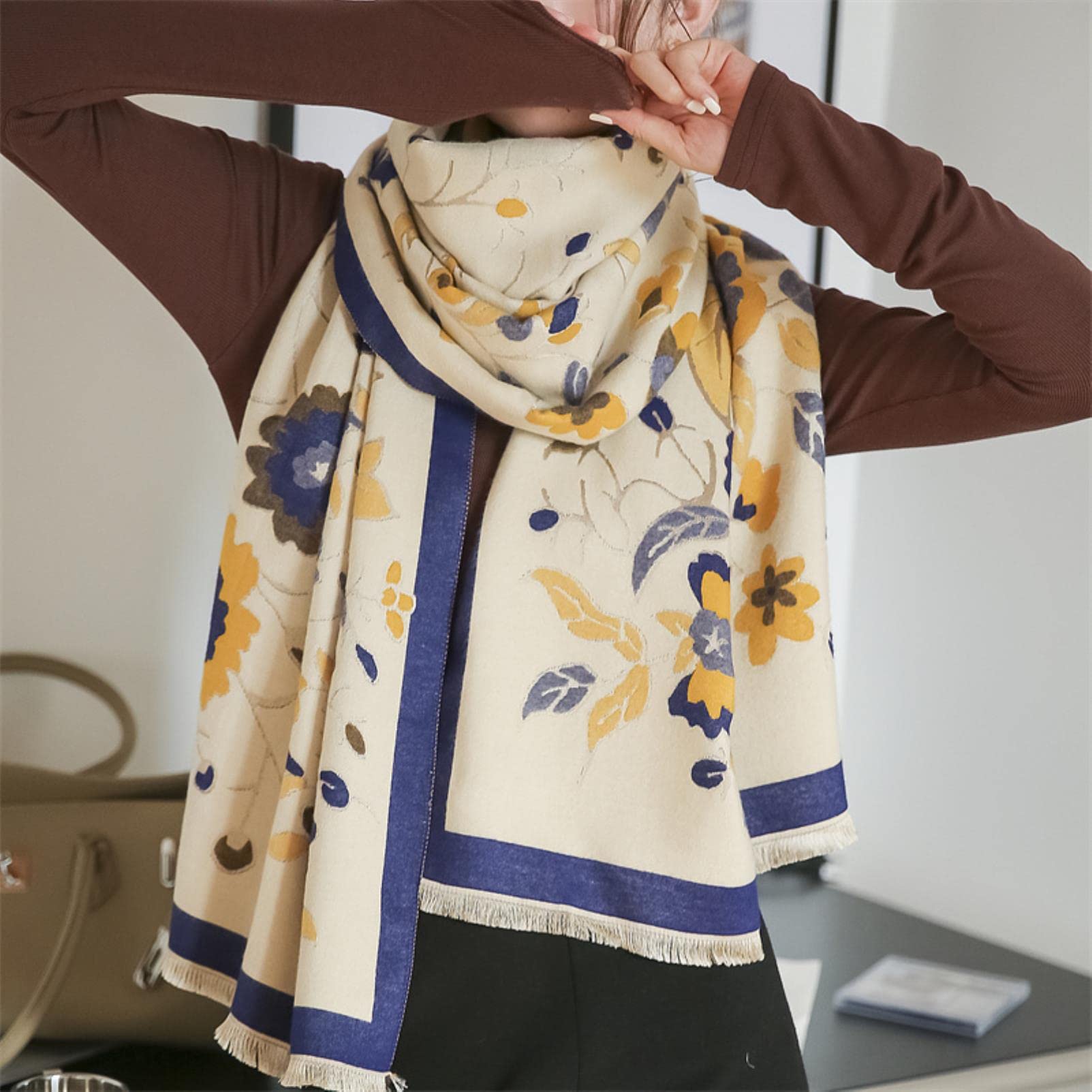 URYYRIT Sciarpa Scialle Eleganti Coperte Spessa Lunghe Signore Sciarpa Avvolgimento Caldo Sciarpa Inverno Signore Turbante