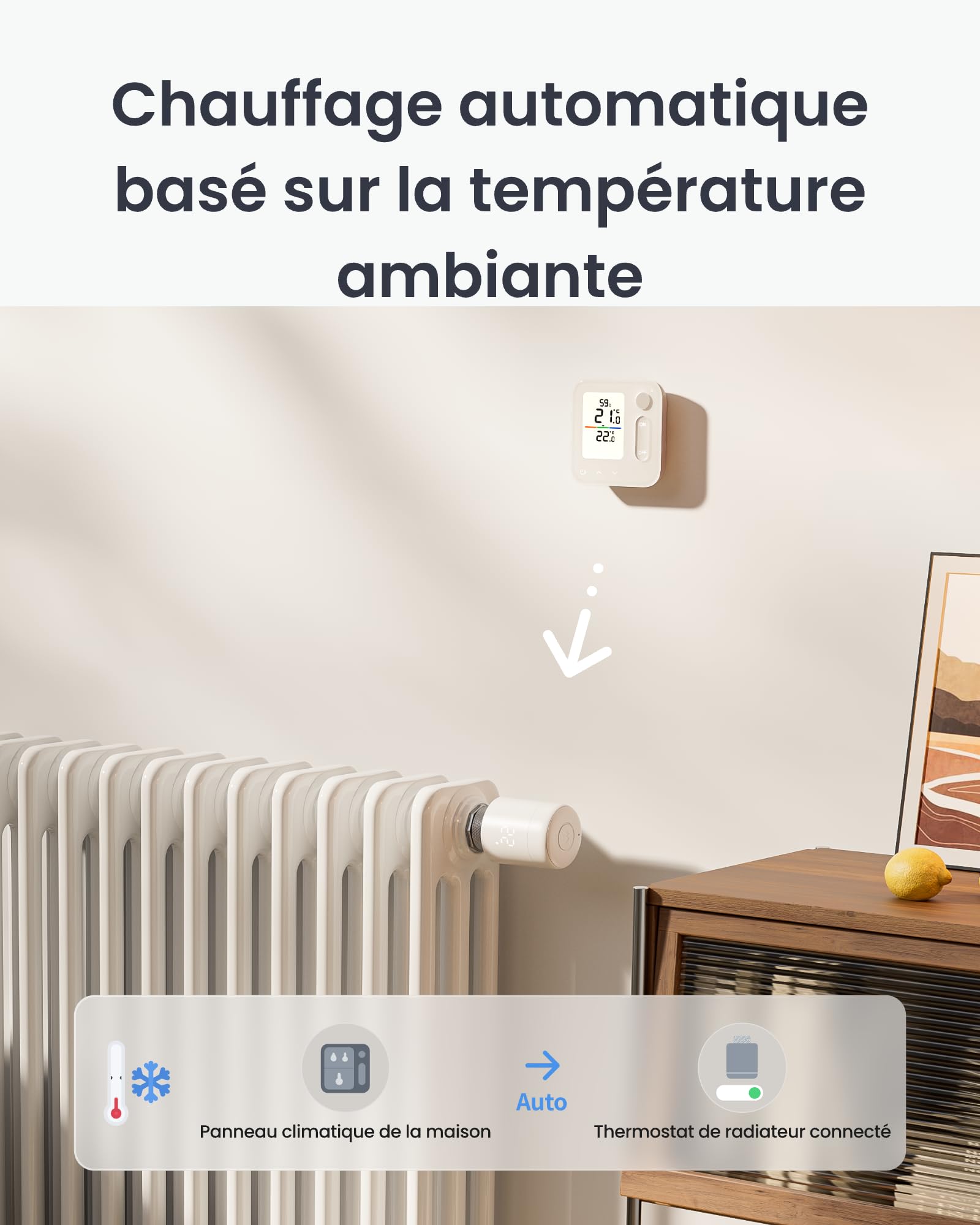 SwitchBot Combo Thermostat de radiateur connecté Panneau Matter – contrôle Via appli & minuteur, Installation Facile, économie d'énergie, Compatible Apple Home