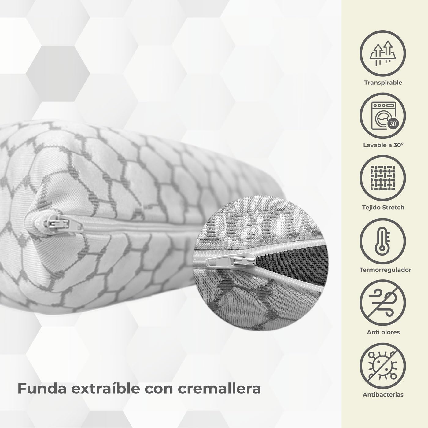 Somnia Descanso - Almohada Viscoelástica Carbono Premium | Máximo Confort y Excelente Adaptabilidad con Propiedades Antiestrés | 2 Unidades de 90 x 40 cm