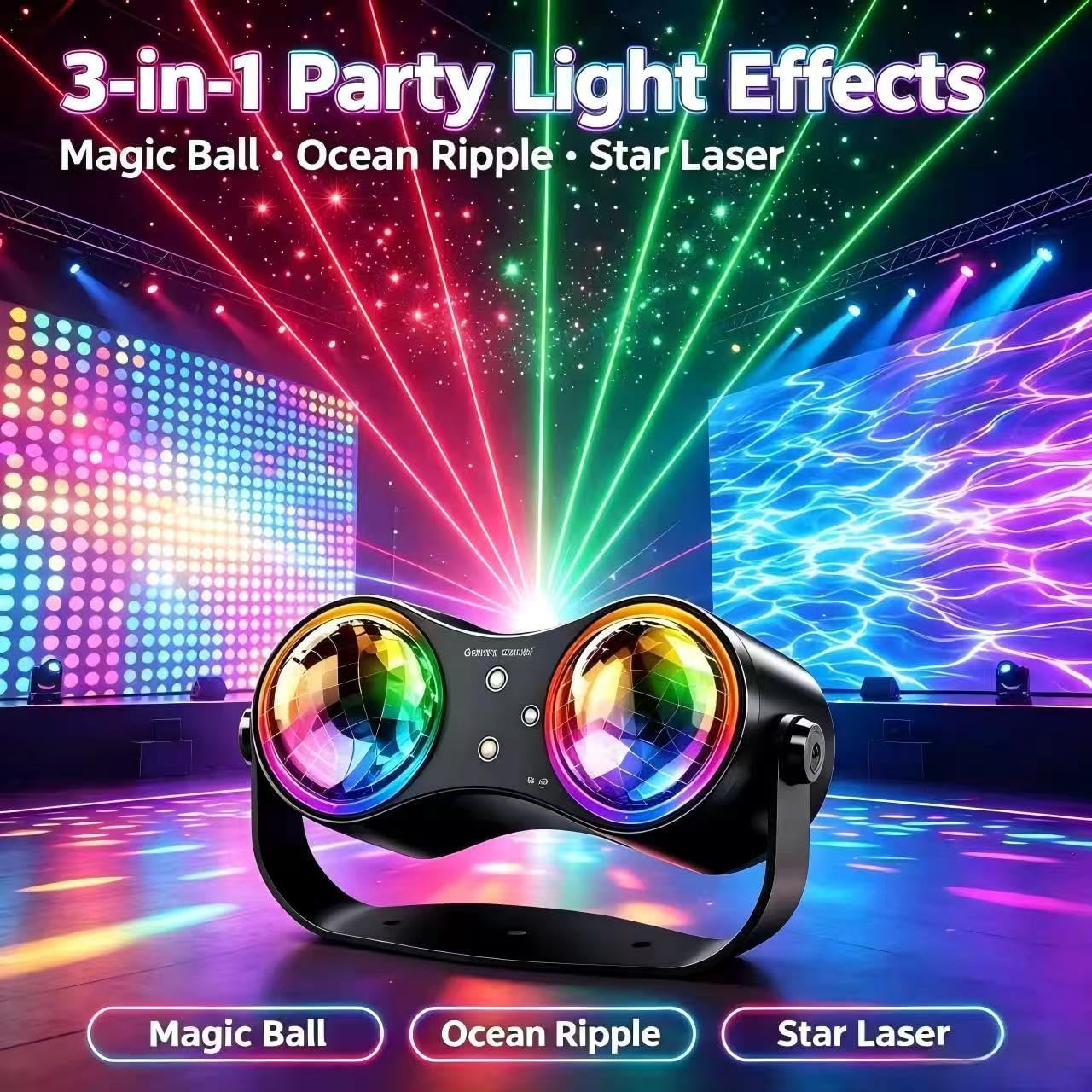 Luz de fiesta con 2 bolas de discoteca iluminación de escenario