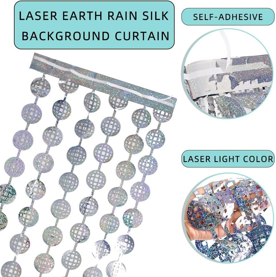 Disco Party Decorations - 2 Packs Silvery Disco Ball Disco Foil Fringe Streamers Curtains for Bachelorette, Birthday Backdrop Decorations,School Prom 80s Party Decorations (3.3x6.6 ft) - Image 4