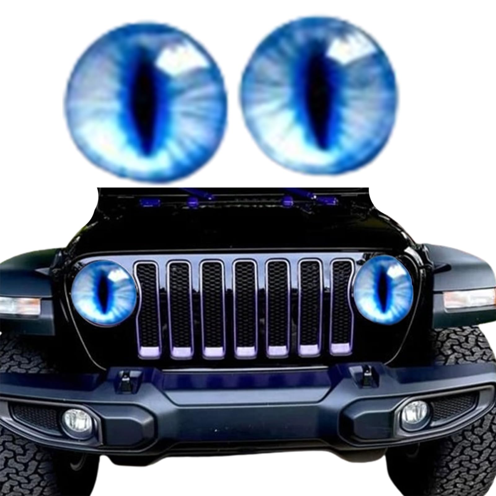 Beast Eyes Headlight Decals Pair,Funny DIY Decals for Truck Car Body Window Bumper Decoration Eye Headlight Decal 3D Stereo Eyes Stickers Decal Round Headlight Decal(2Pcs 8In) (R)